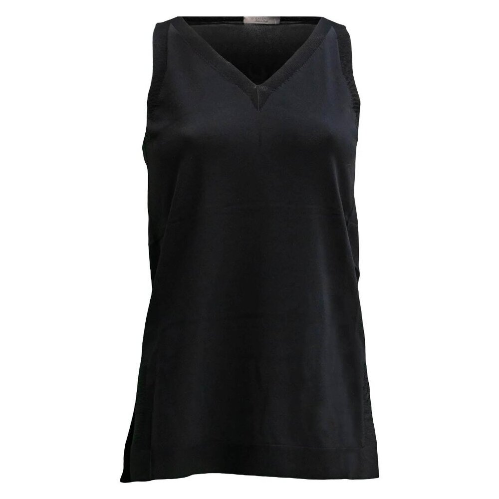 D. Exterior Black Viscose-Knitted Tank Top